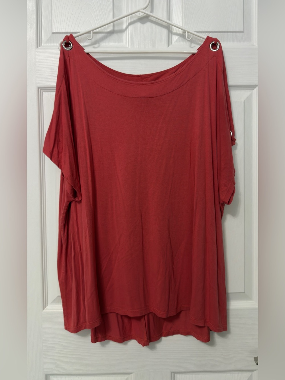 Cable & Gauge Brick Red Cold-Shoulder Tunic with Grommet Detail